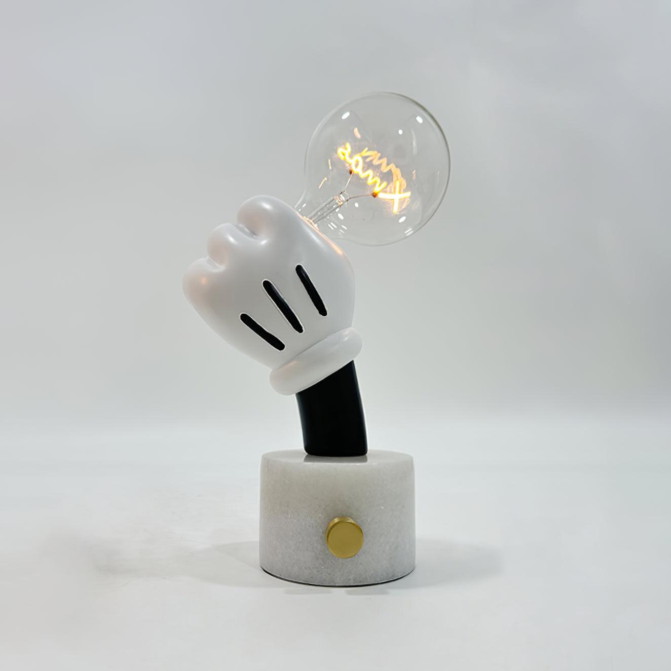 Mickey Mouse Inspired Table Lamp | Metal & Marble | White & Black Finish