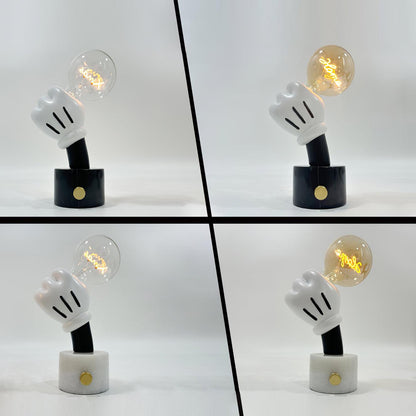 Mickey Mouse Inspired Table Lamp | Metal & Marble | White & Black Finish