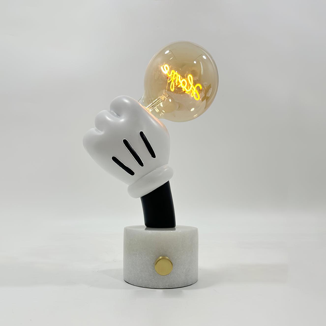 Mickey Mouse Inspired Table Lamp | Metal & Marble | White & Black Finish
