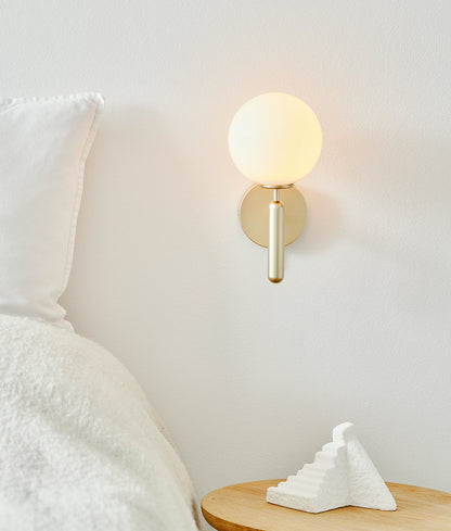 Nordica Wall Lamp | Brass & Glass | Clear & White Shades