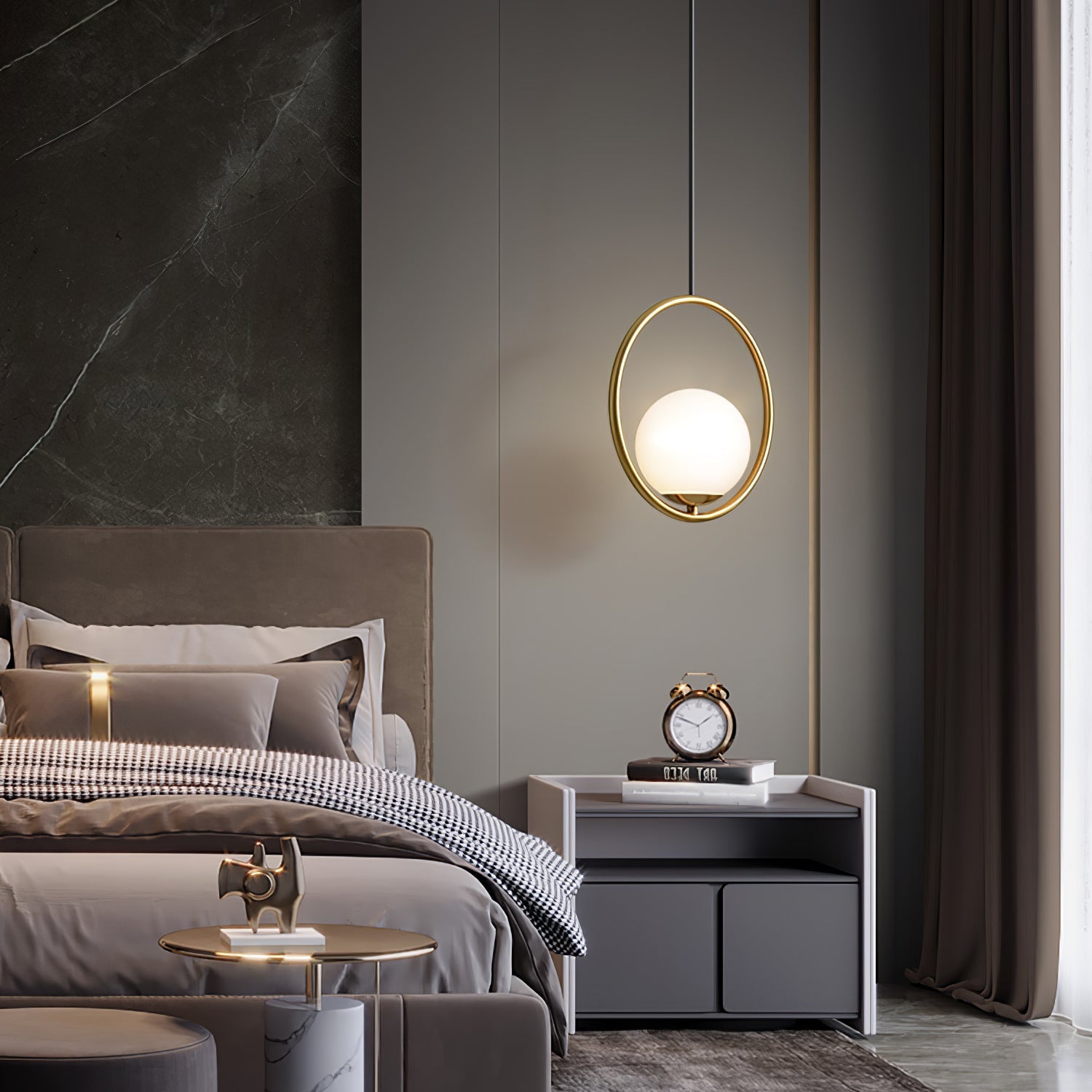 Glass Pendant Lamp | Brass & Glass | Gold, Black, Chrome
