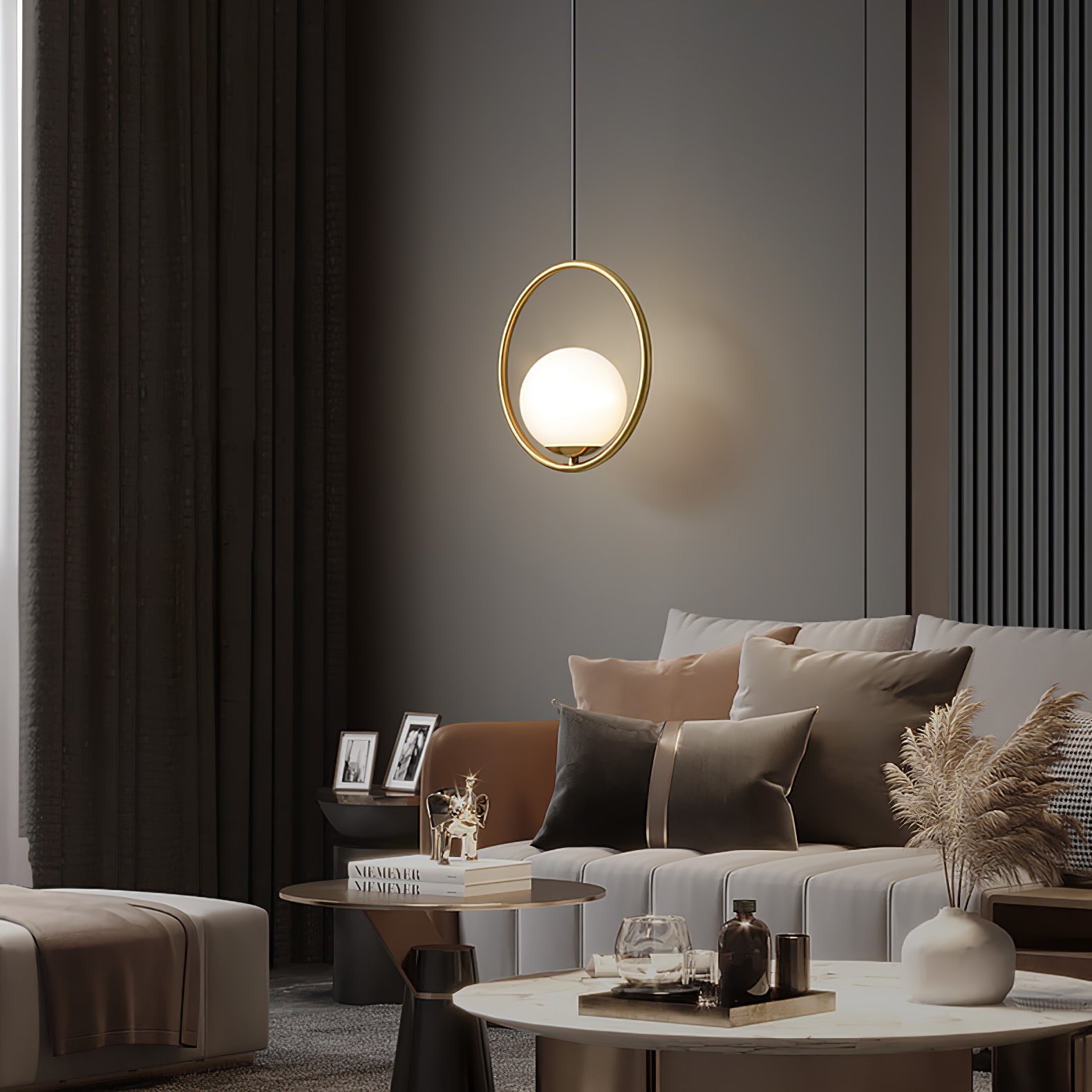 Glass Pendant Lamp | Brass & Glass | Gold, Black, Chrome