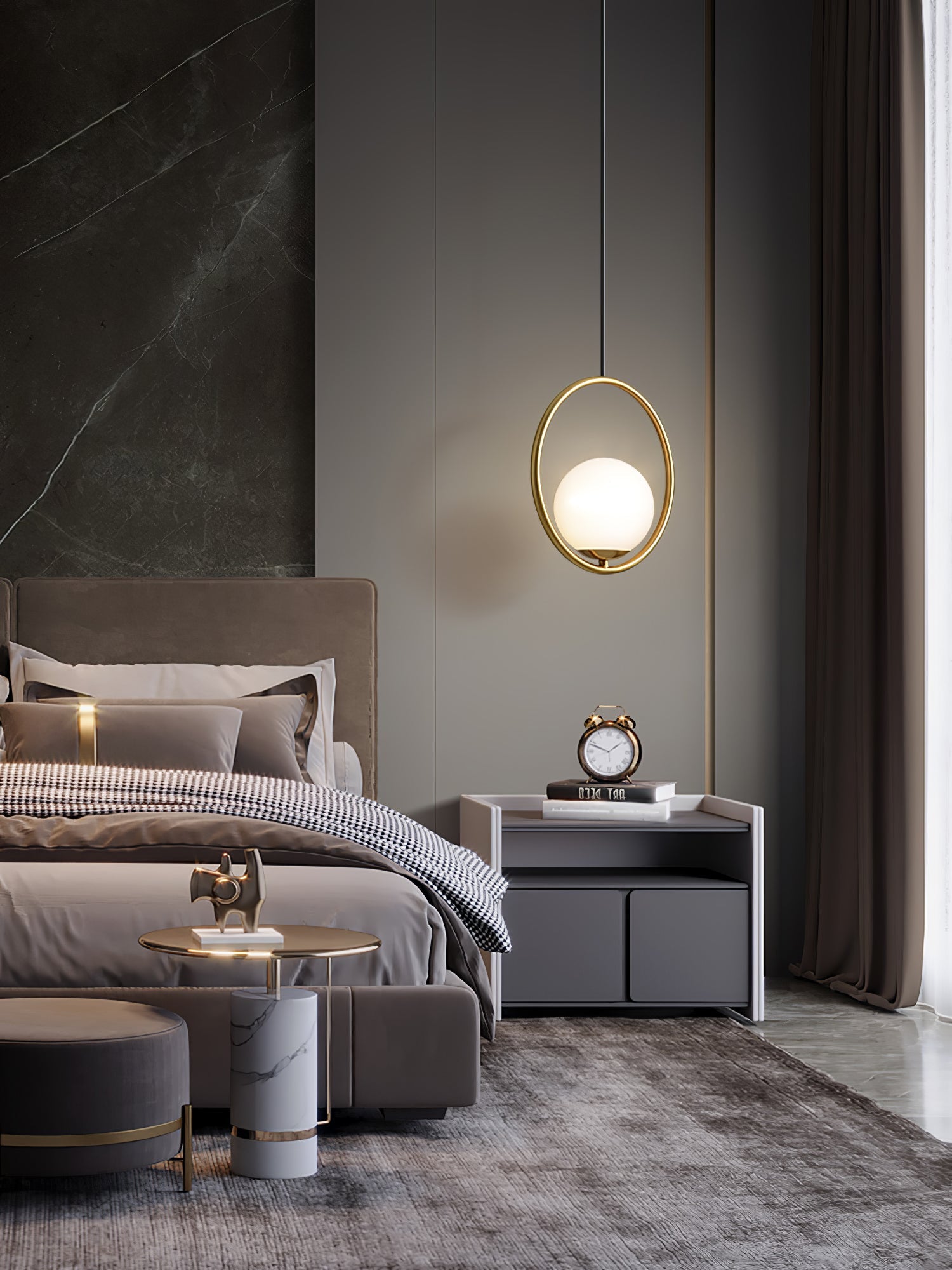 Glass Pendant Lamp | Brass & Glass | Gold, Black, Chrome