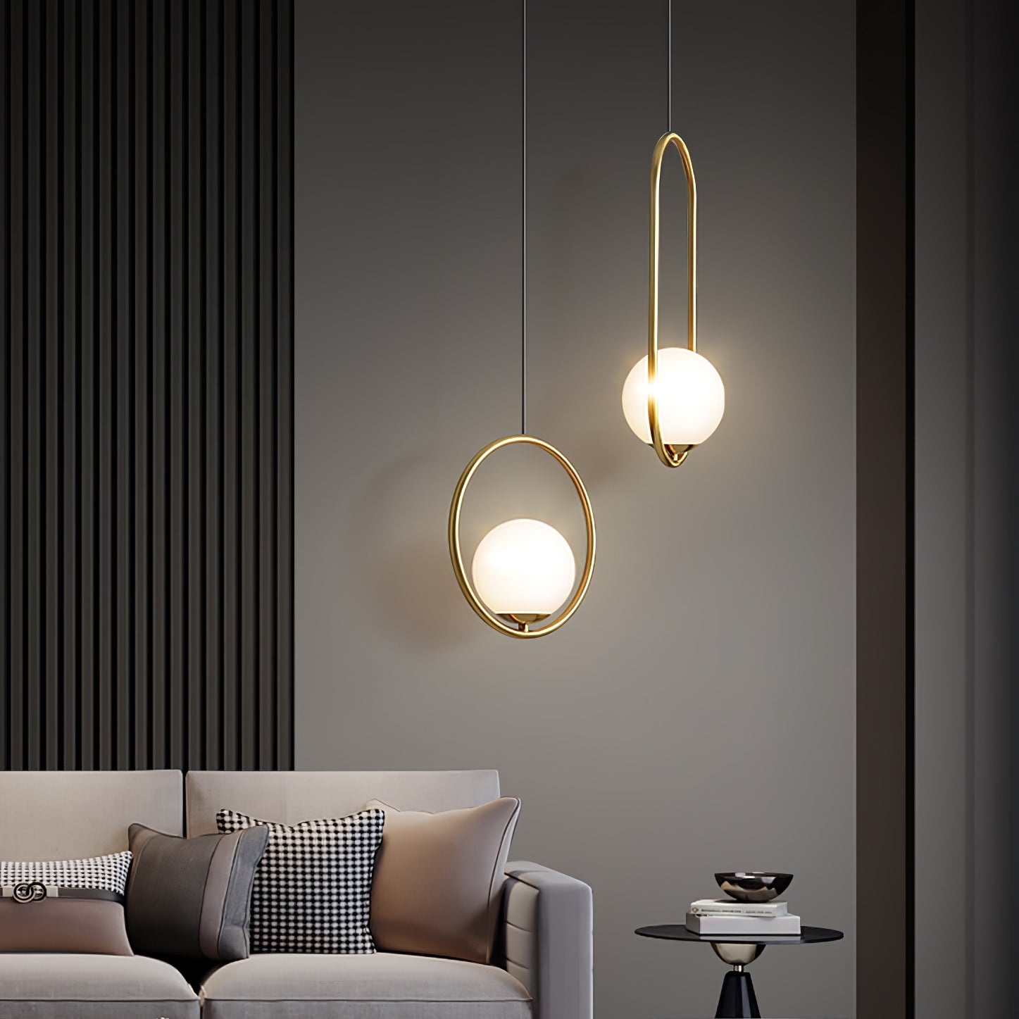 Glass Pendant Lamp | Brass & Glass | Gold, Black, Chrome