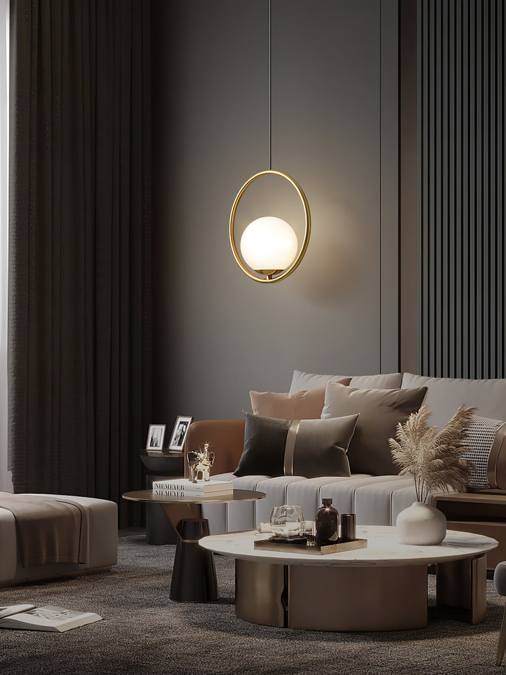 Glass Pendant Lamp | Brass & Glass | Gold, Black, Chrome
