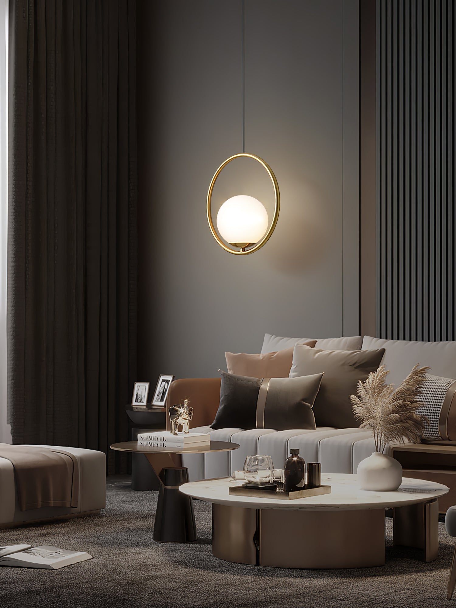 Glass Pendant Lamp | Brass & Glass | Gold, Black, Chrome