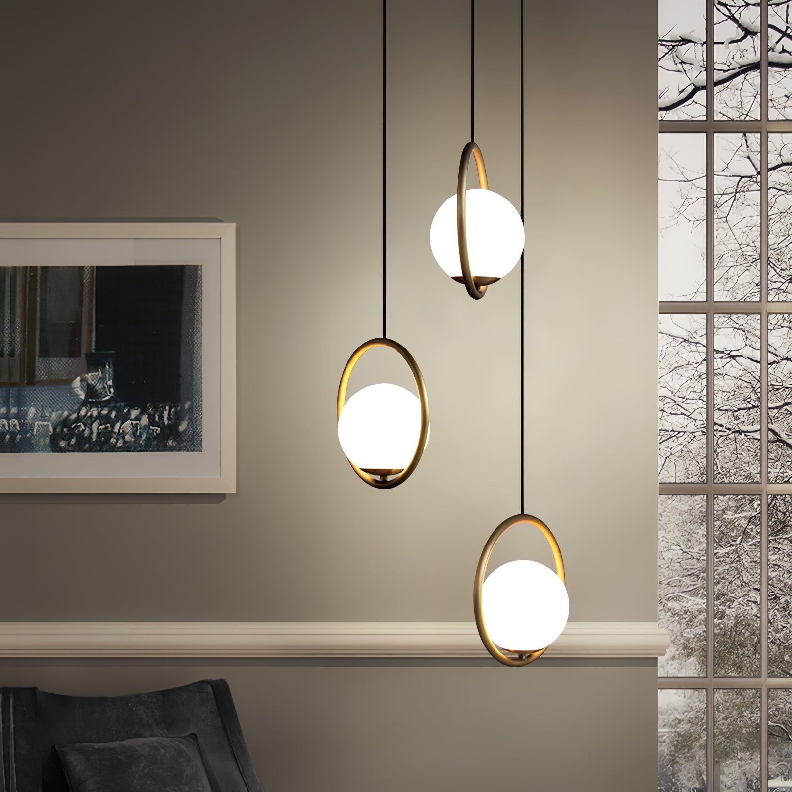 Glass Pendant Lamp | Brass & Glass | Gold, Black, Chrome