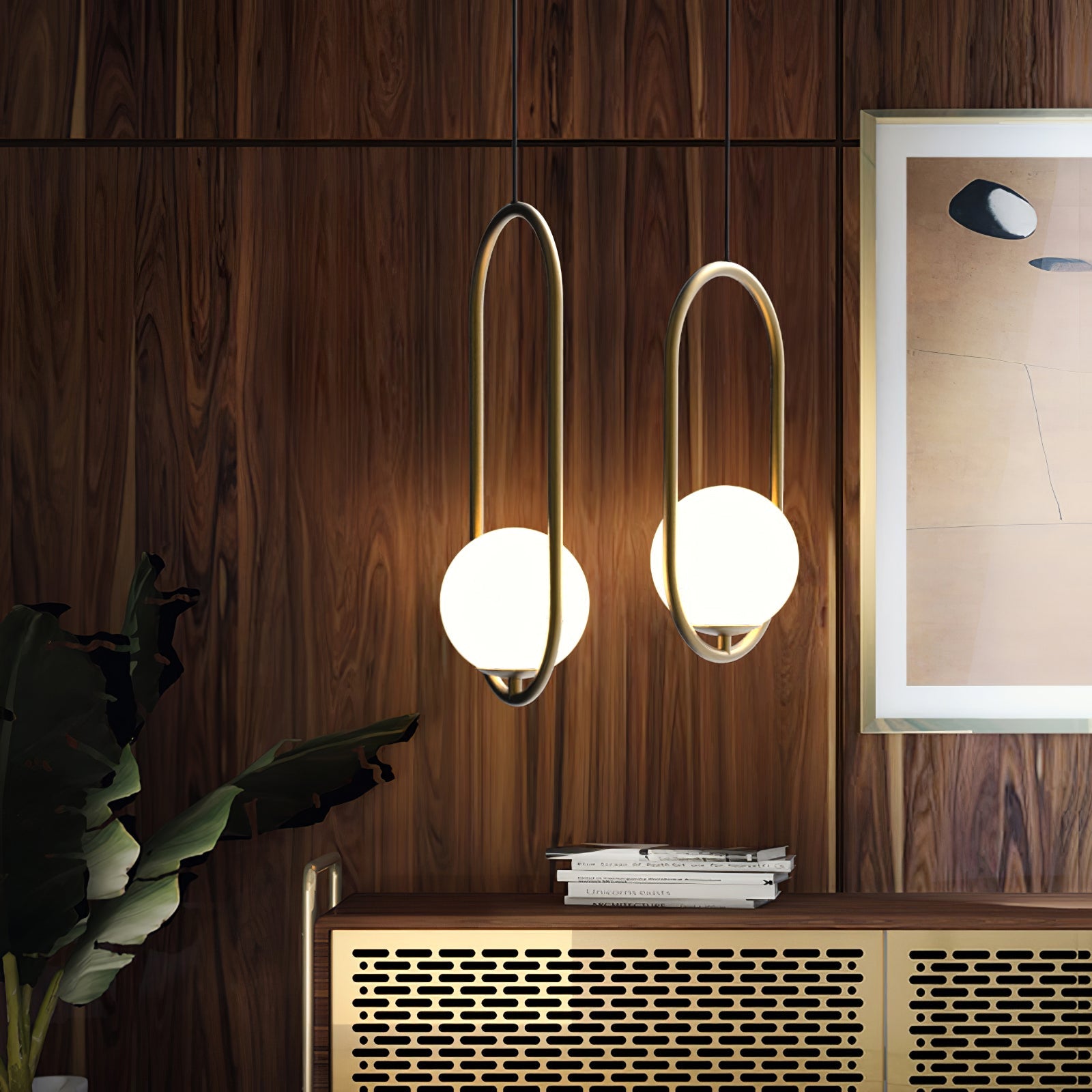 Glass Pendant Lamp | Brass & Glass | Gold, Black, Chrome