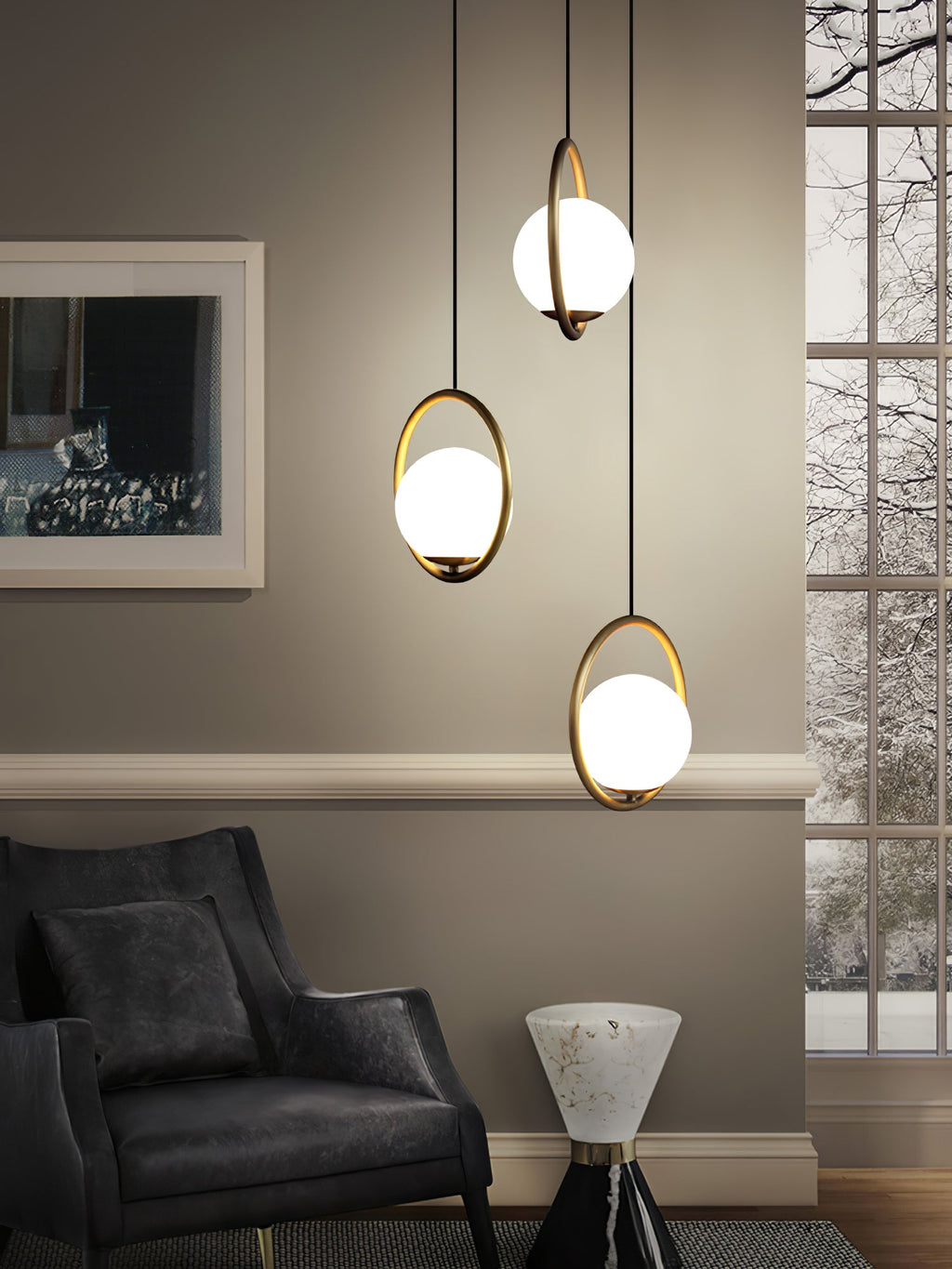 Glass Pendant Lamp | Brass & Glass | Gold, Black, Chrome