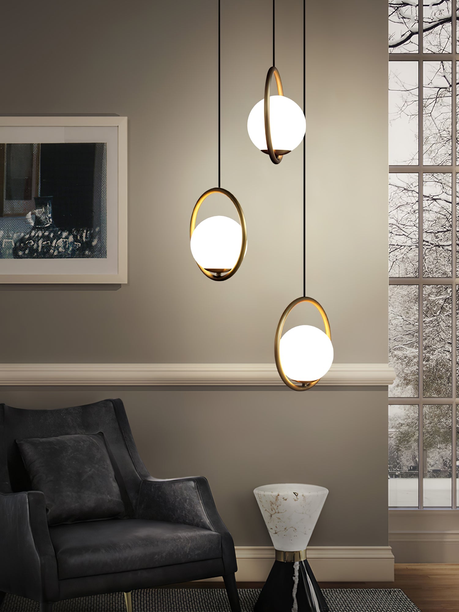 Glass Pendant Lamp | Brass & Glass | Gold, Black, Chrome