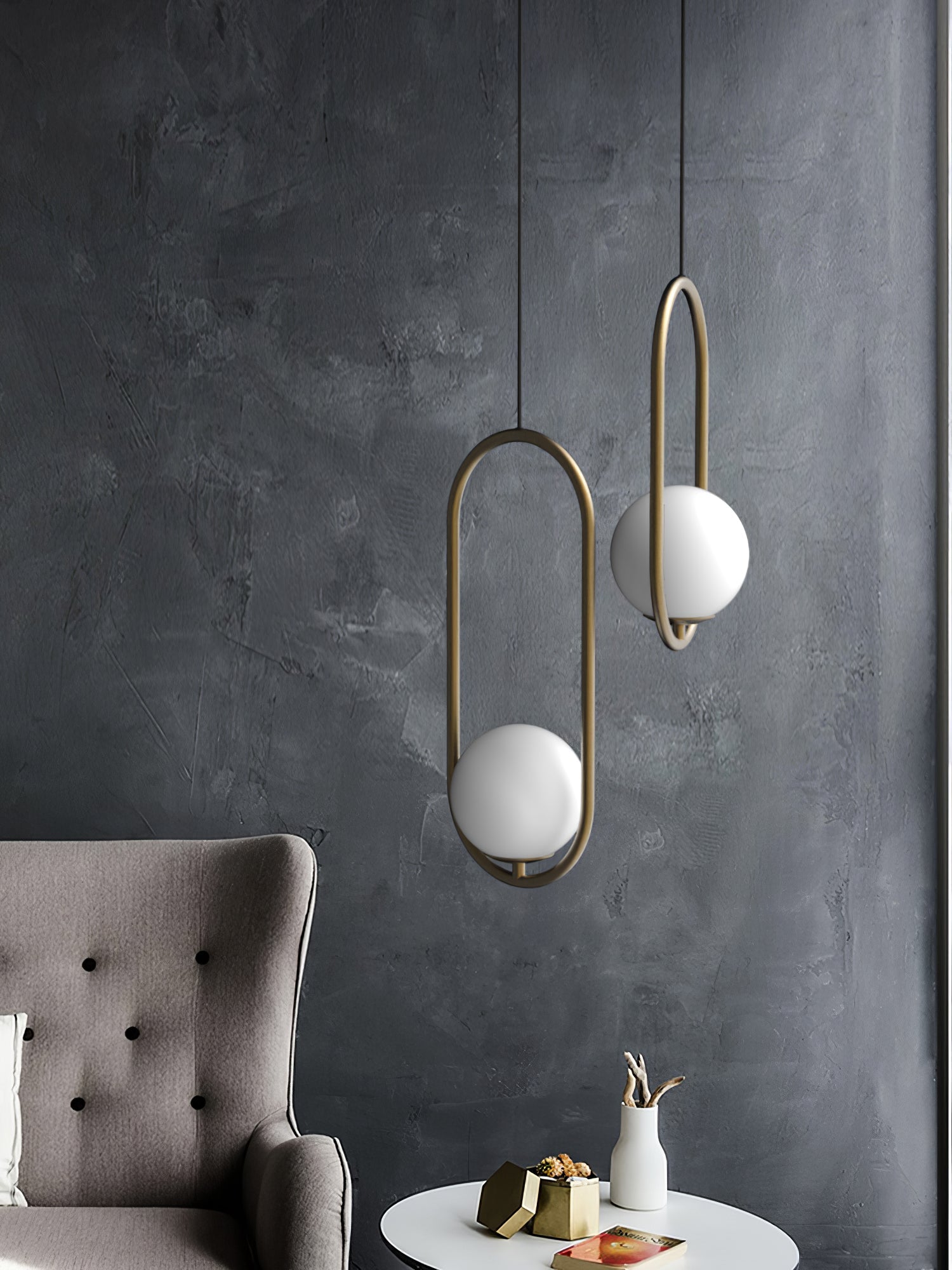 Glass Pendant Lamp | Brass & Glass | Gold, Black, Chrome
