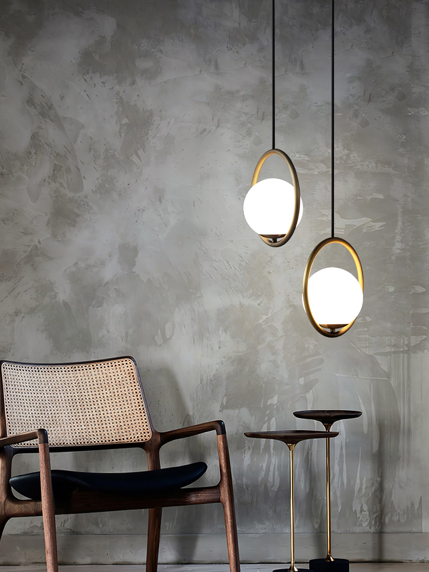 Glass Pendant Lamp | Brass & Glass | Gold, Black, Chrome