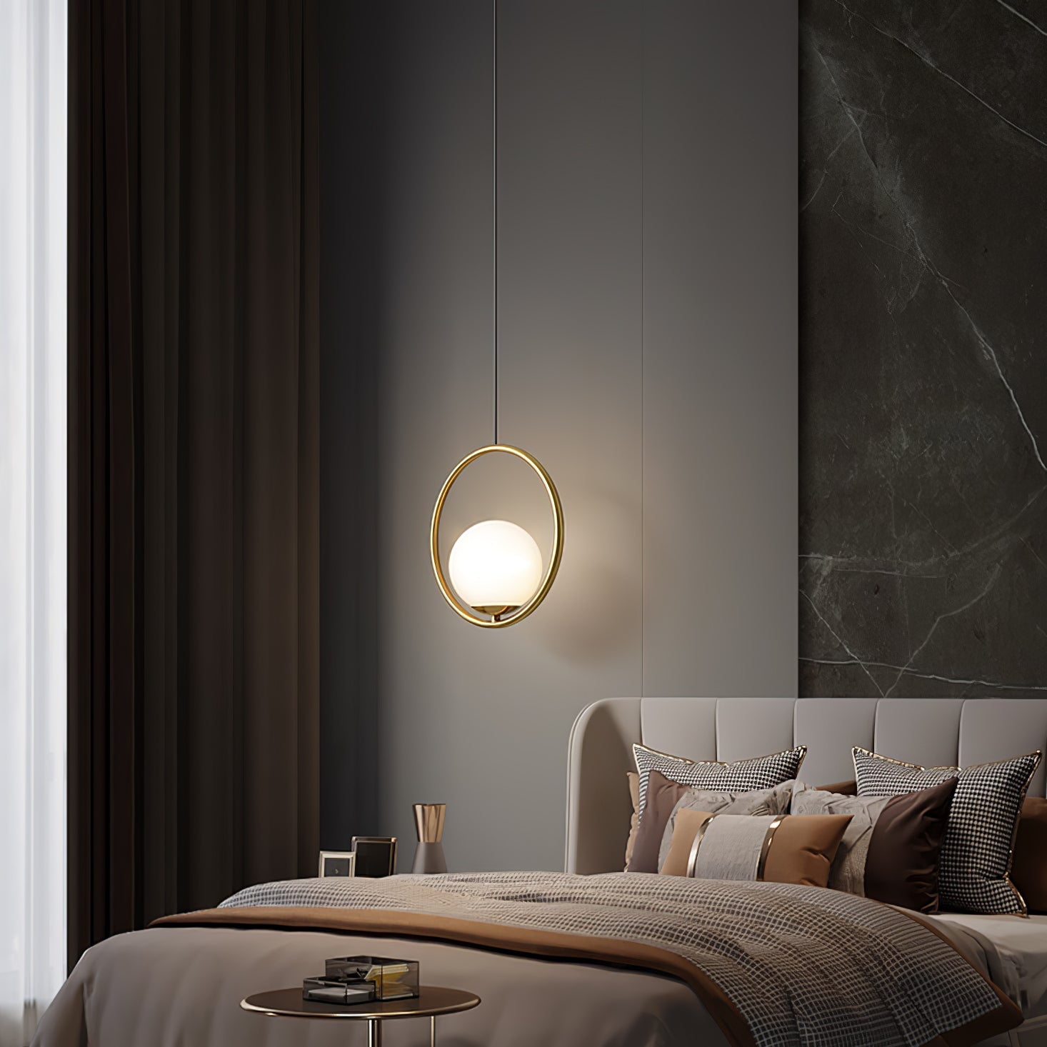 Glass Pendant Lamp | Brass & Glass | Gold, Black, Chrome