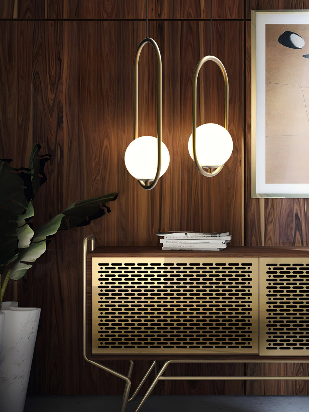 Glass Pendant Lamp | Brass & Glass | Gold, Black, Chrome
