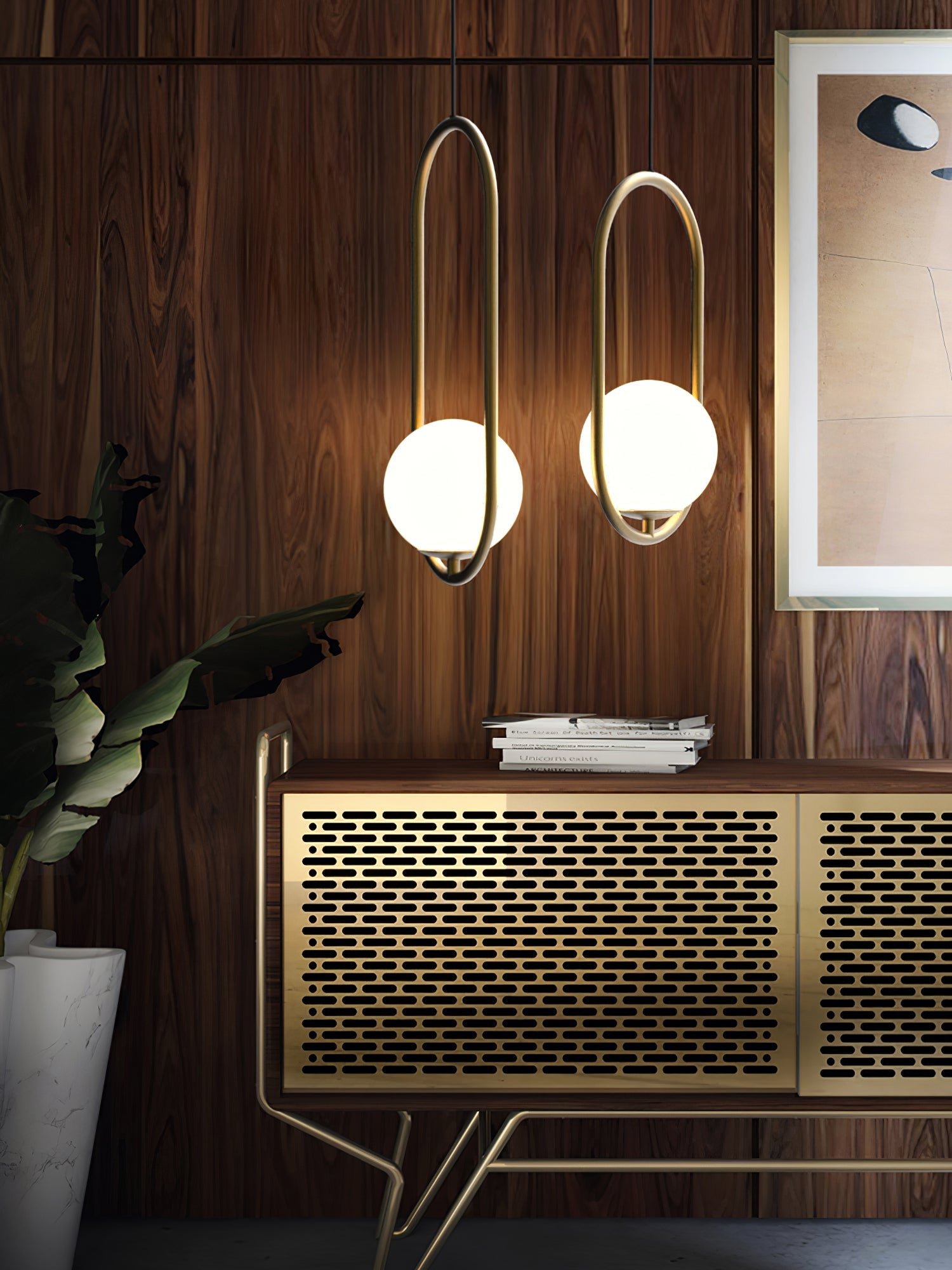 Glass Pendant Lamp | Brass & Glass | Gold, Black, Chrome