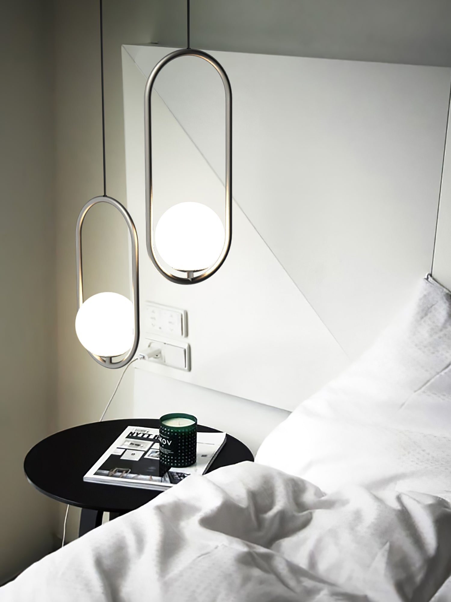 Glass Pendant Lamp | Brass & Glass | Gold, Black, Chrome