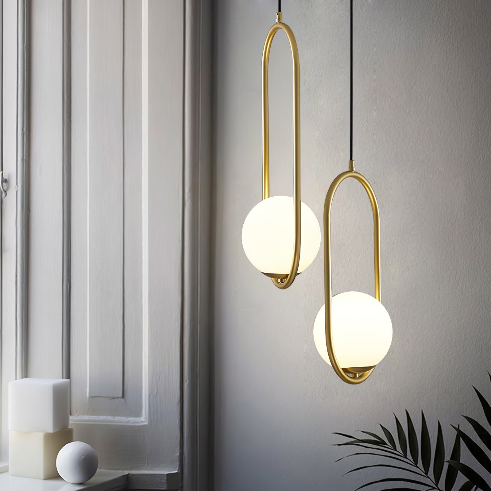 Glass Pendant Lamp | Brass & Glass | Gold, Black, Chrome