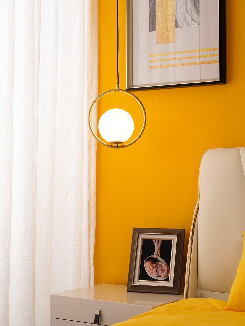 Glass Pendant Lamp | Brass & Glass | Gold, Black, Chrome