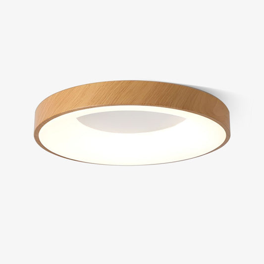 Mila Round Flush Mount Ceiling Lamp | Wood, Metal, Acrylic | White