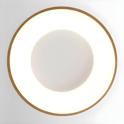 Mila Round Flush Mount Ceiling Lamp | Wood, Metal, Acrylic | White