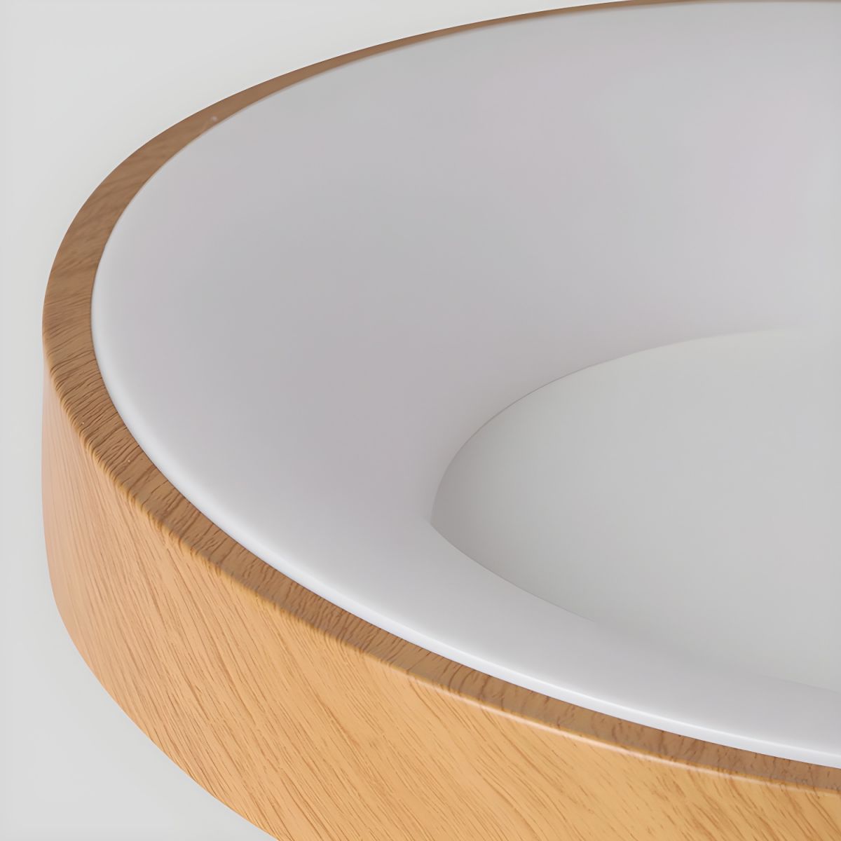Mila Round Flush Mount Ceiling Lamp | Wood, Metal, Acrylic | White
