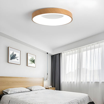 Mila Round Flush Mount Ceiling Lamp | Wood, Metal, Acrylic | White