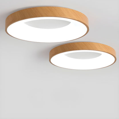 Mila Round Flush Mount Ceiling Lamp | Wood, Metal, Acrylic | White