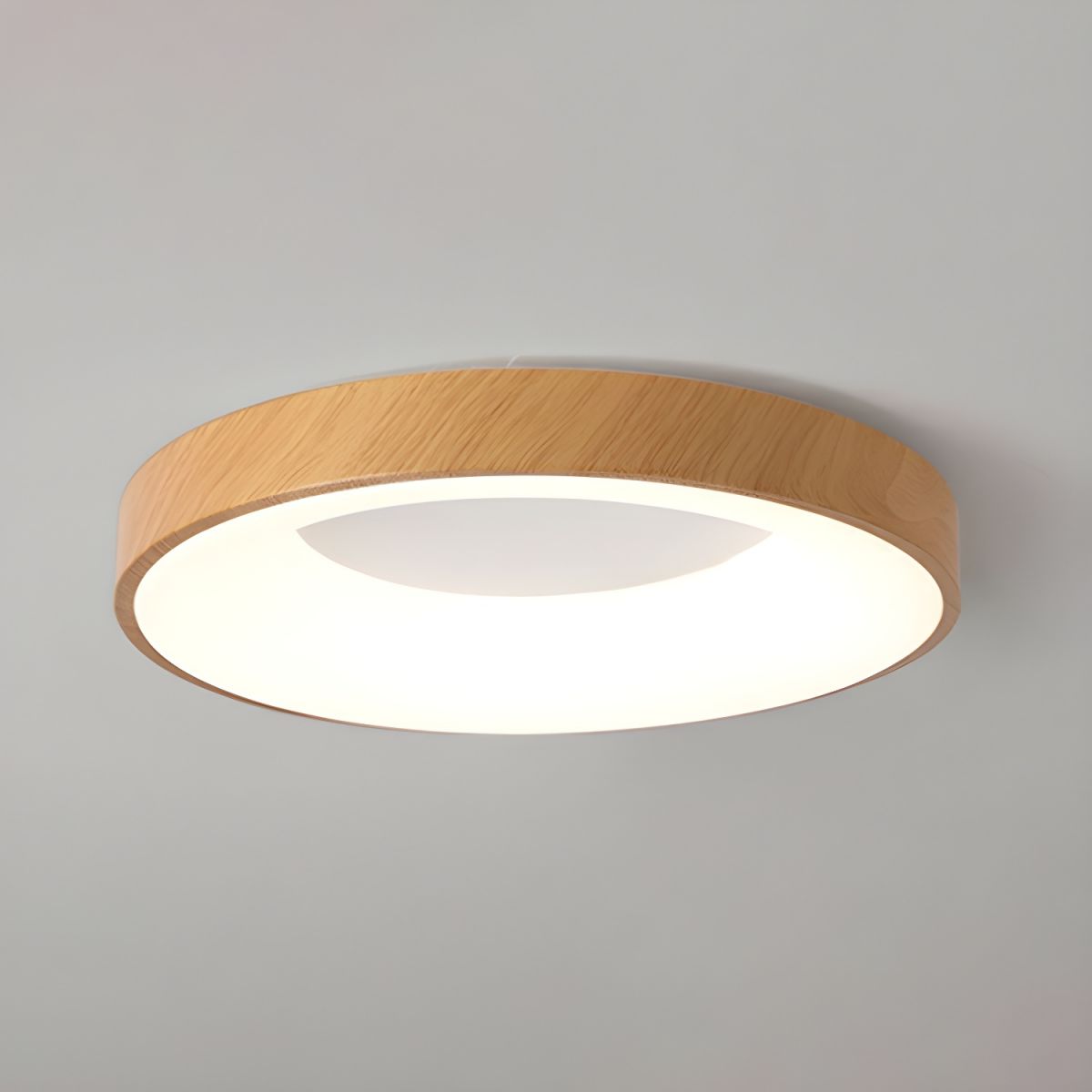 Mila Round Flush Mount Ceiling Lamp | Wood, Metal, Acrylic | White