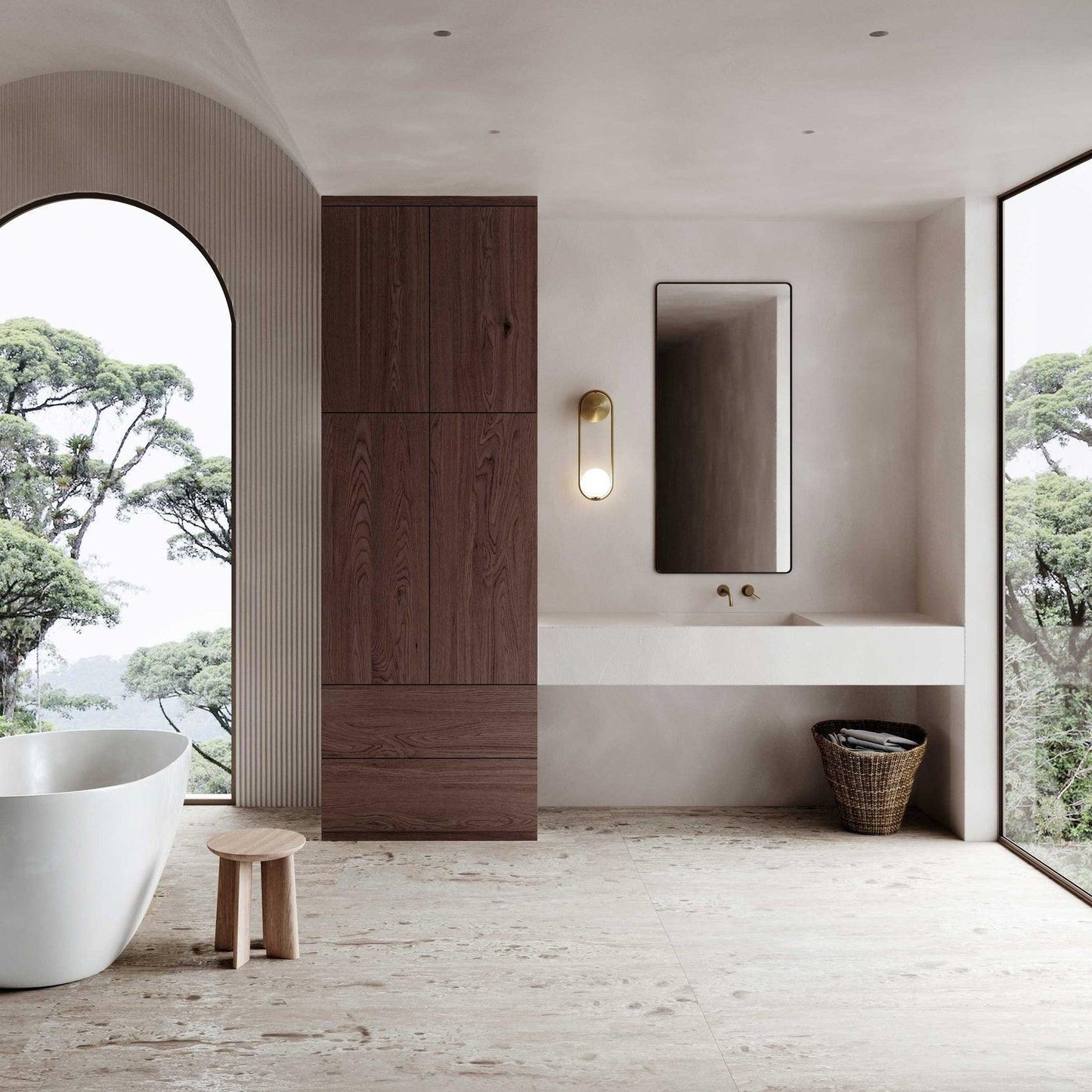 Mila Wall Lamp | Brass & Glass | Modern Design, White Shade