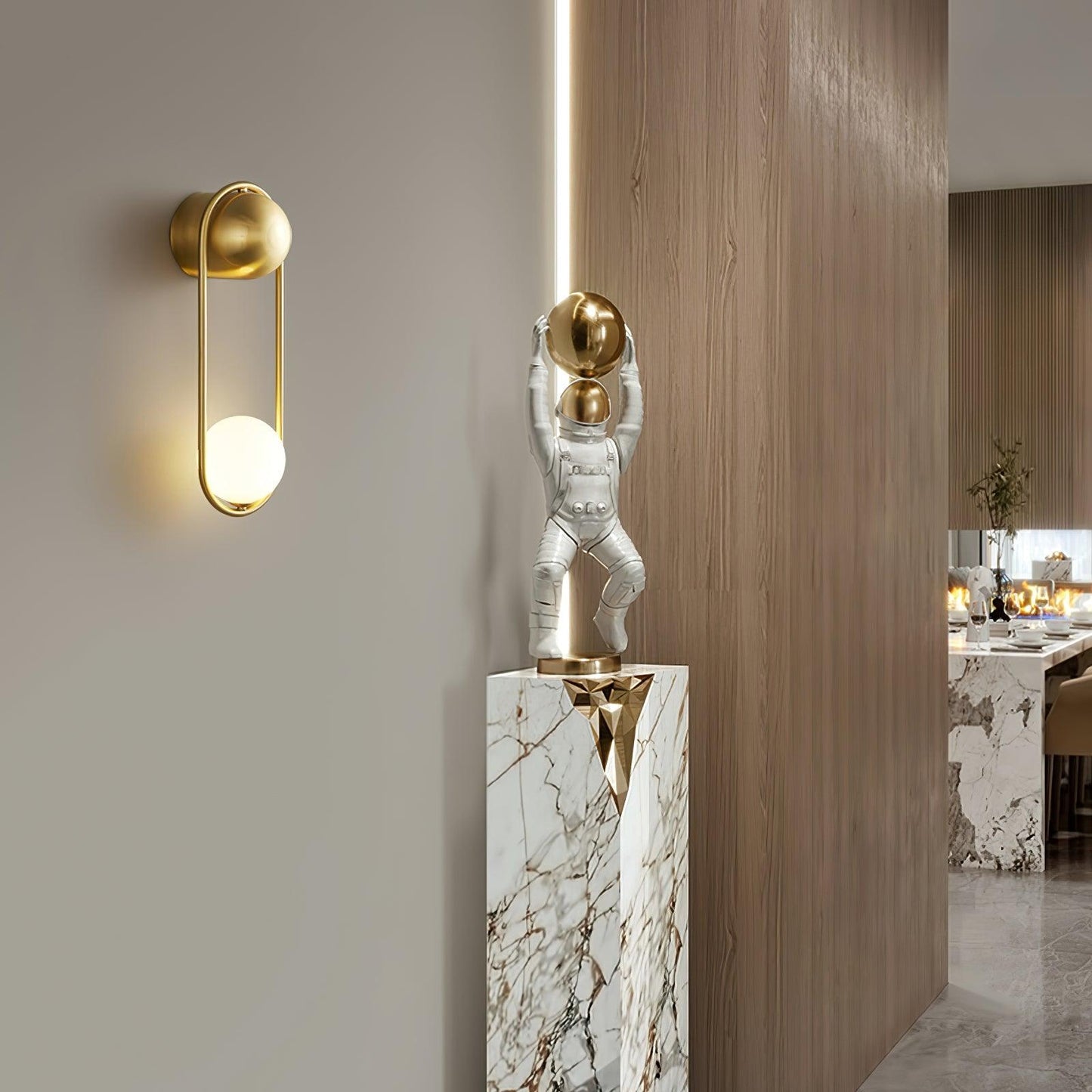 Mila Wall Lamp | Brass & Glass | Modern Design, White Shade