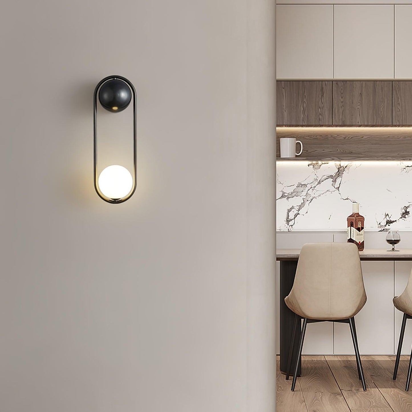 Mila Wall Lamp | Brass & Glass | Modern Design, White Shade