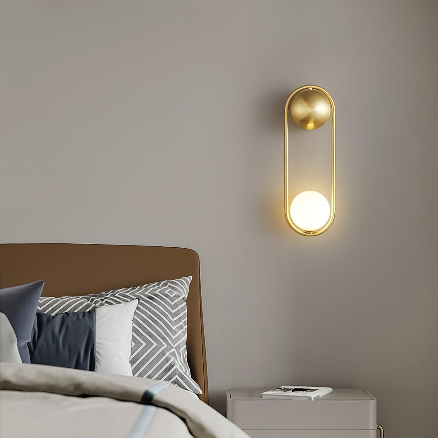 Mila Wall Lamp | Brass & Glass | Modern Design, White Shade