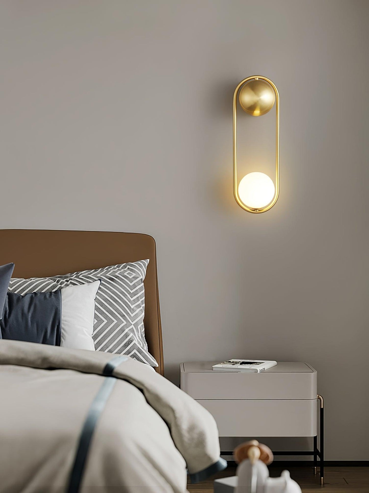 Mila Wall Lamp | Brass & Glass | Modern Design, White Shade