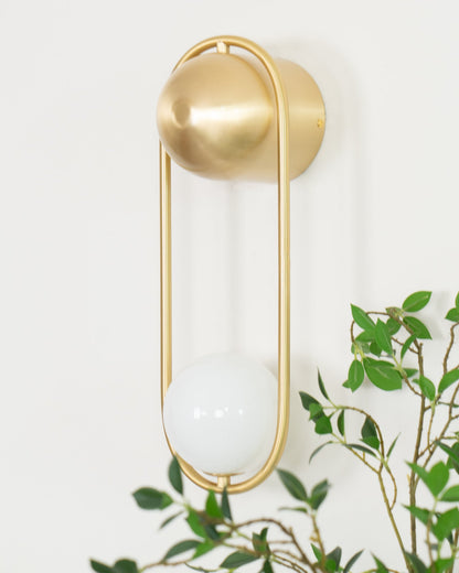 Mila Wall Lamp | Brass & Glass | Modern Design, White Shade