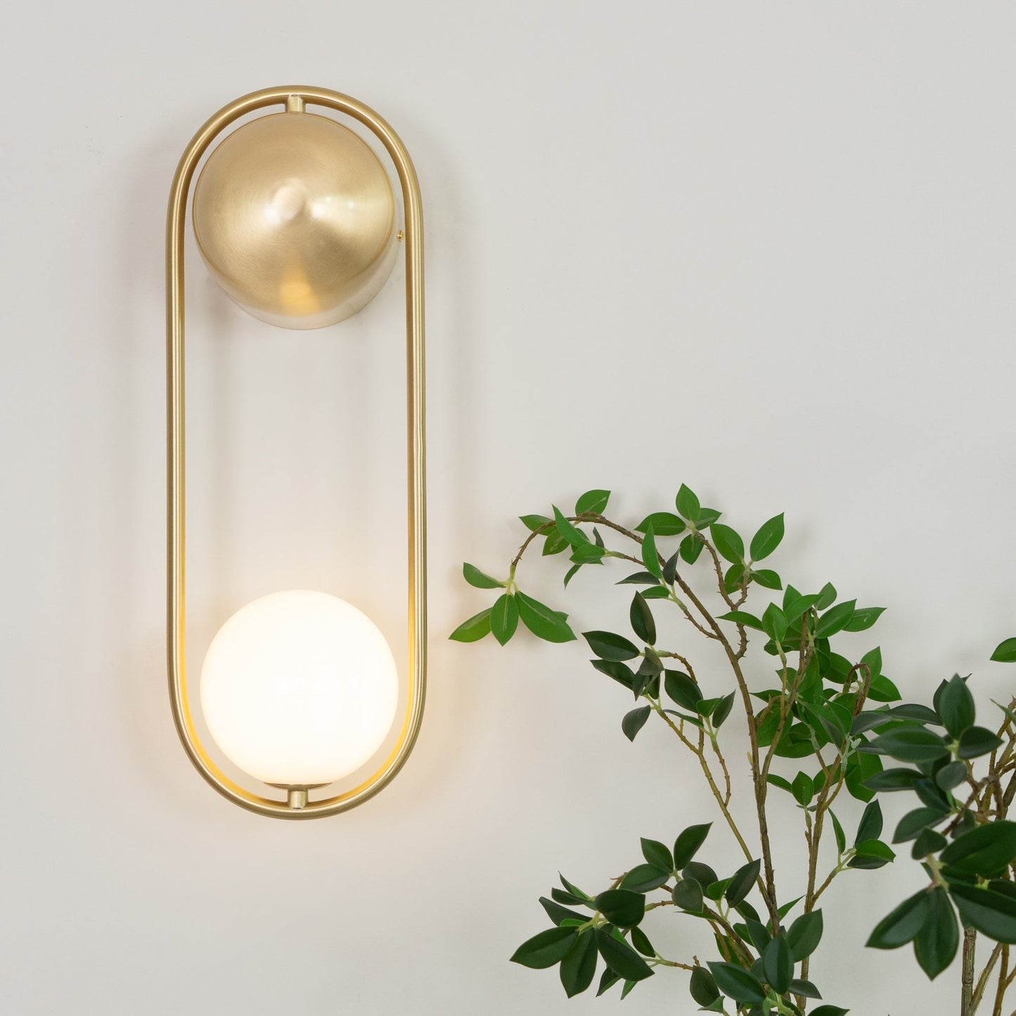 Mila Wall Lamp | Brass & Glass | Modern Design, White Shade