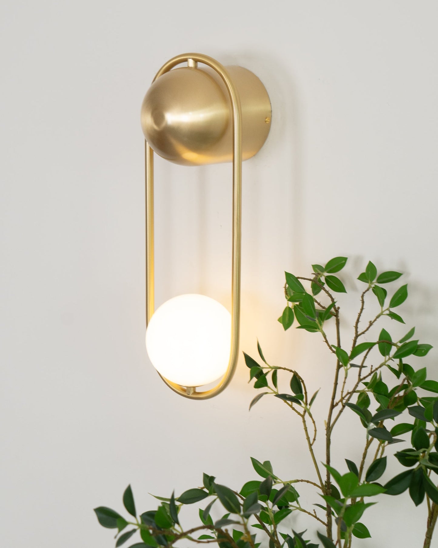 Mila Wall Lamp | Brass & Glass | Modern Design, White Shade