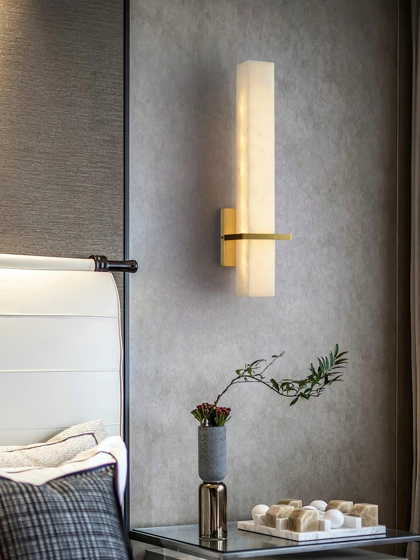 Milan Wall Sconce | Brass & Alabaster | Set of 2
