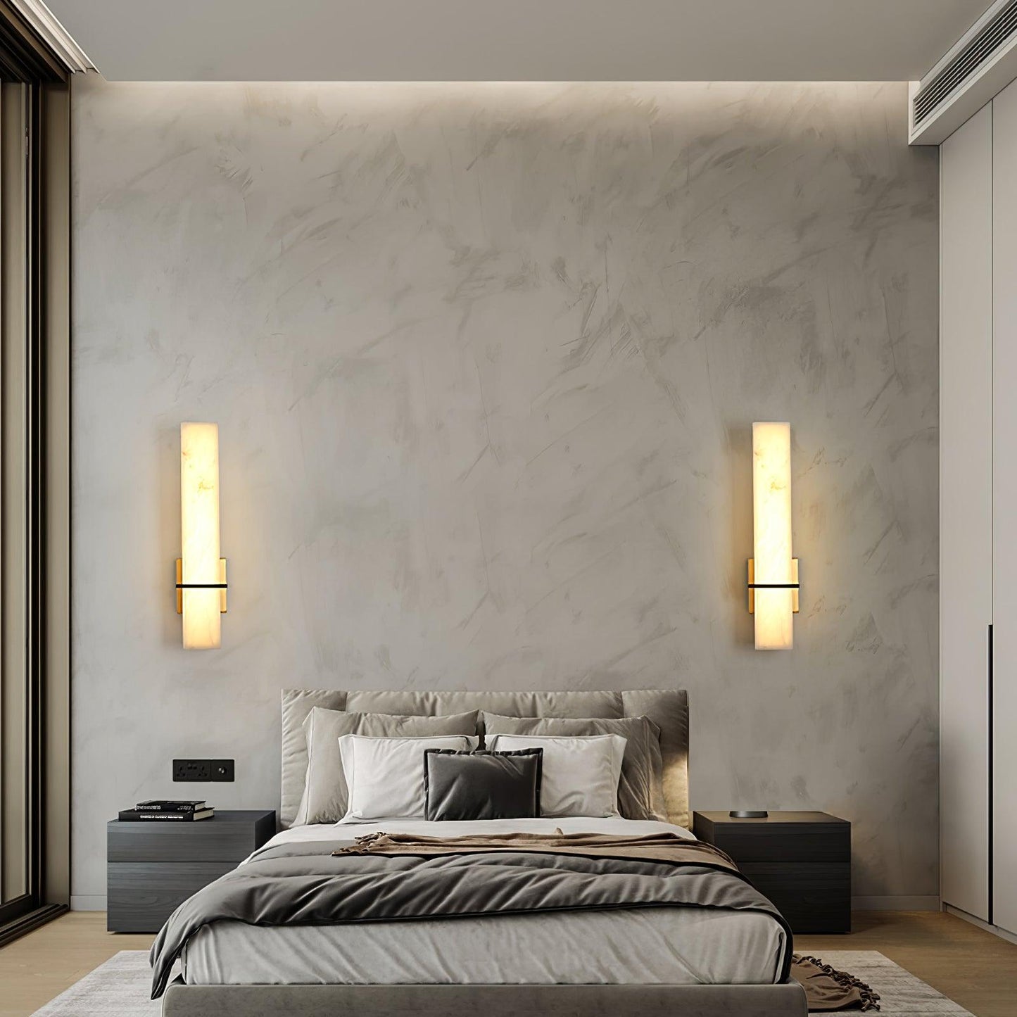 Milan Wall Sconce | Brass & Alabaster | Set of 2