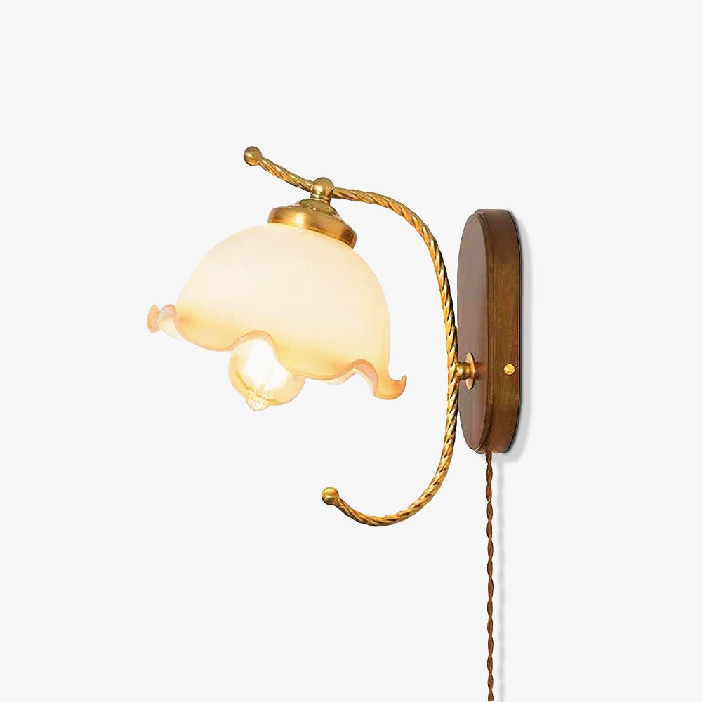 Milky Flower Wall Light | Iron, Metal, Glass, Wooden | White