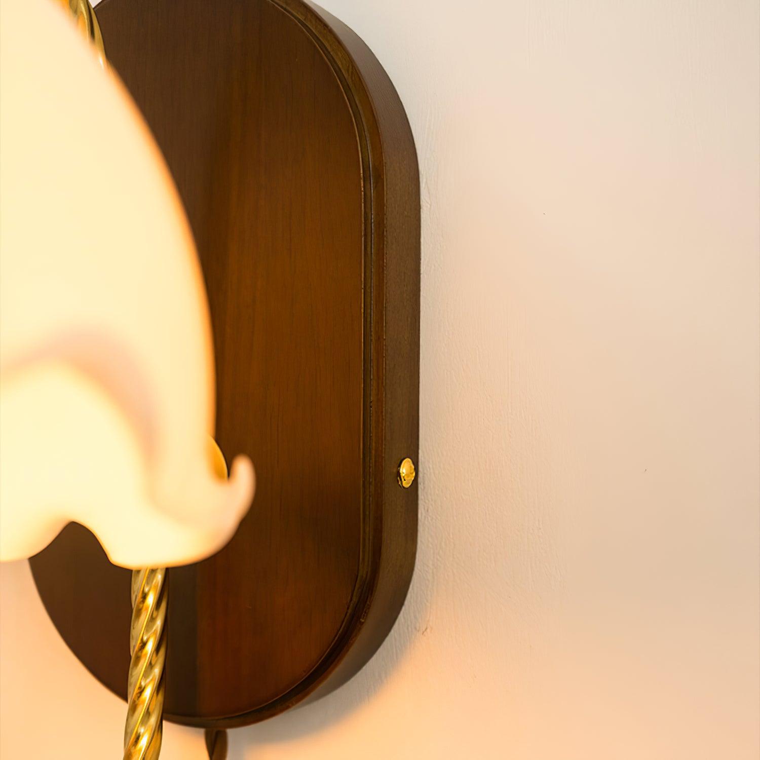 Milky Flower Wall Light | Iron, Metal, Glass, Wooden | White