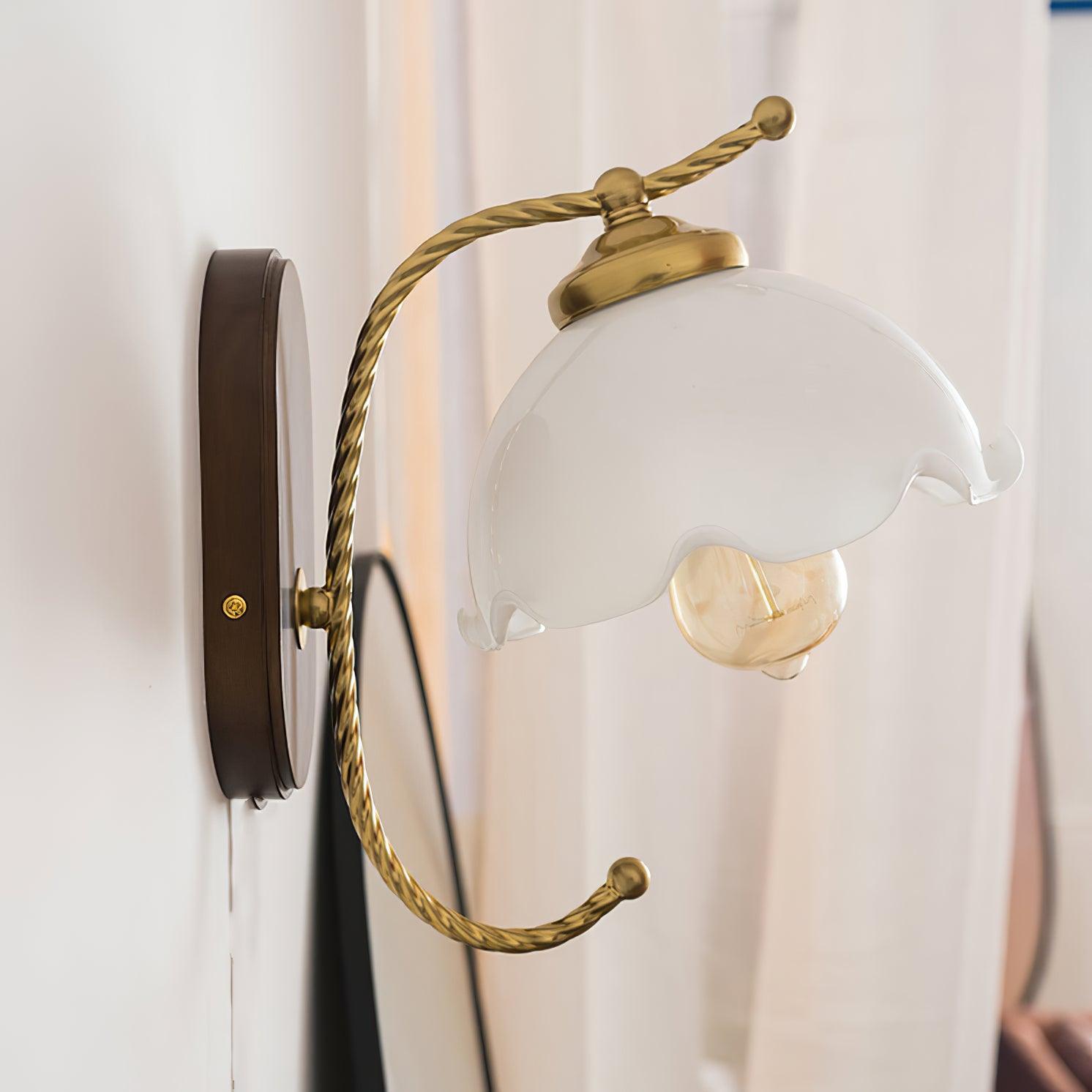 Milky Flower Wall Light | Iron, Metal, Glass, Wooden | White