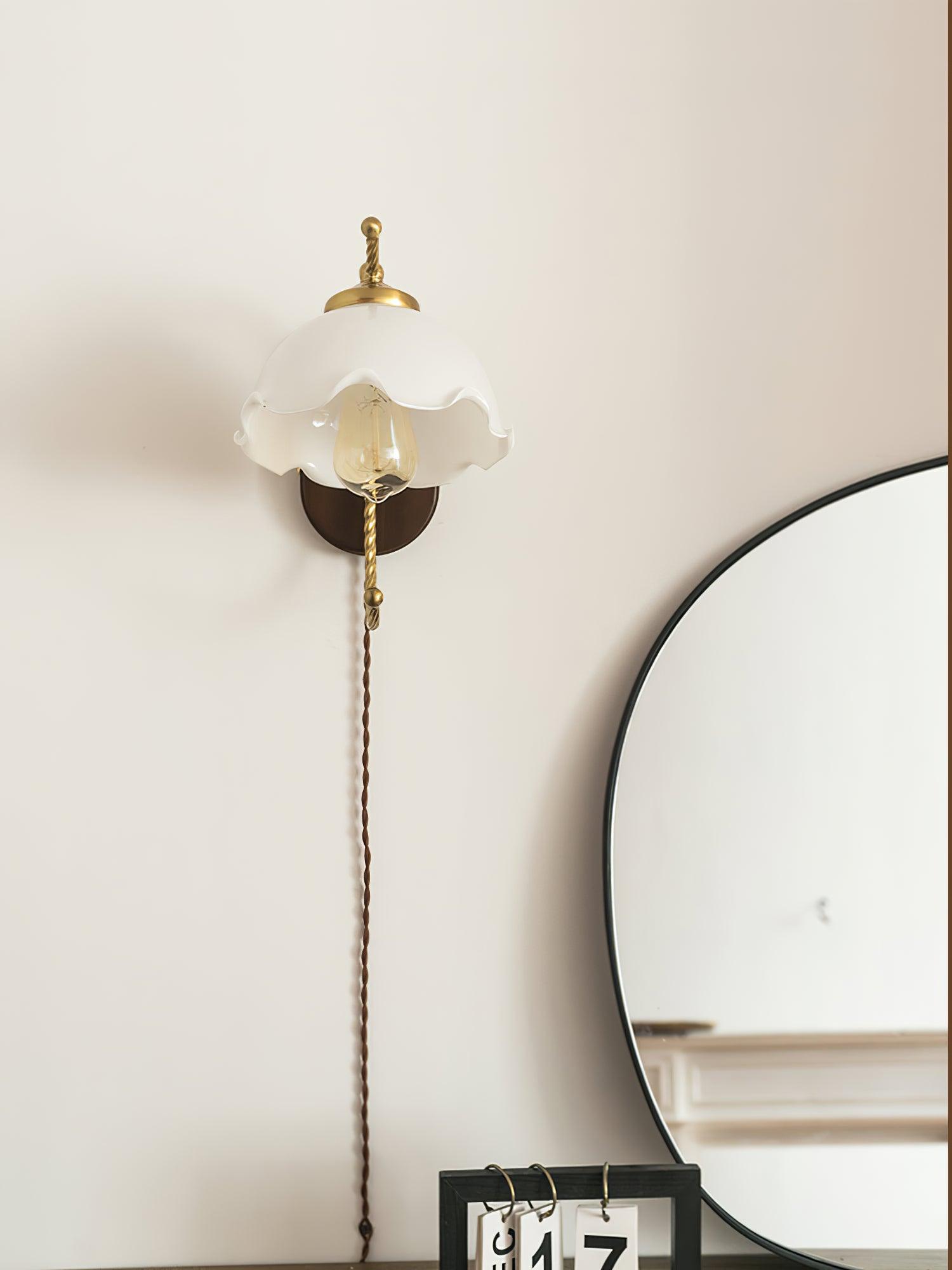 Milky Flower Wall Light | Iron, Metal, Glass, Wooden | White