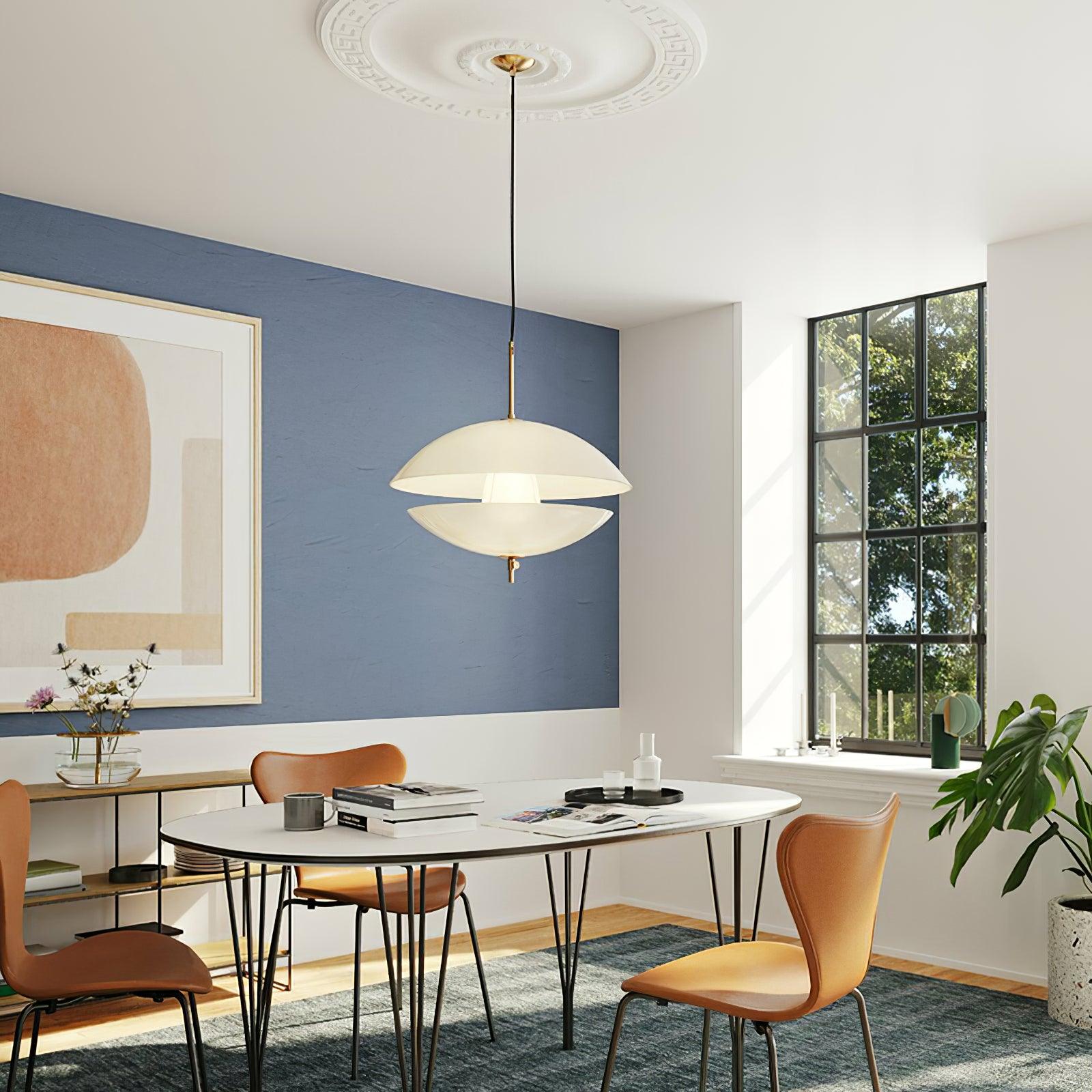 Miller Pendant Light | Opaline Glass & Metal | Gold & White