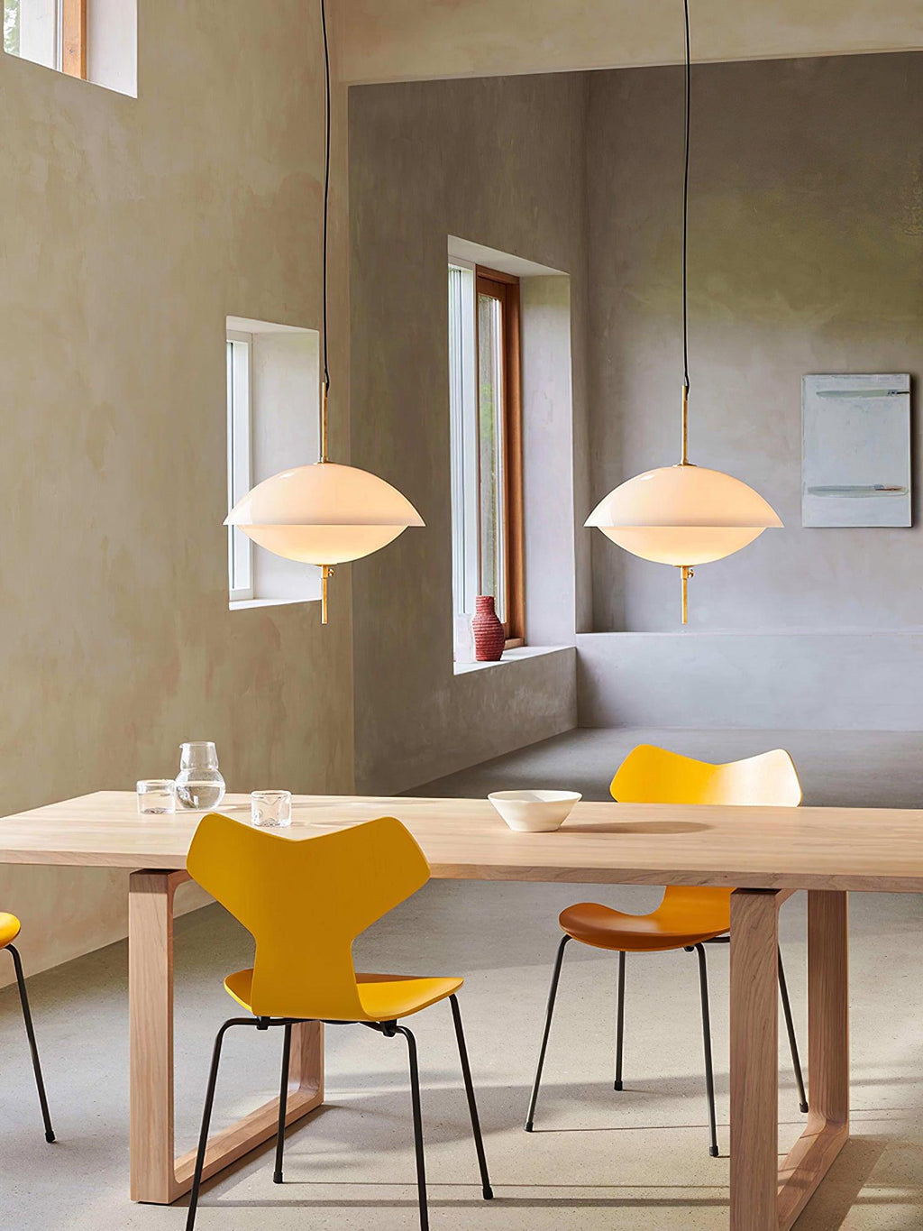 Miller Pendant Light | Opaline Glass & Metal | Gold & White