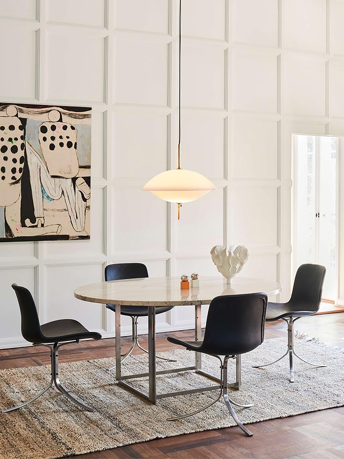 Miller Pendant Light | Opaline Glass & Metal | Gold & White