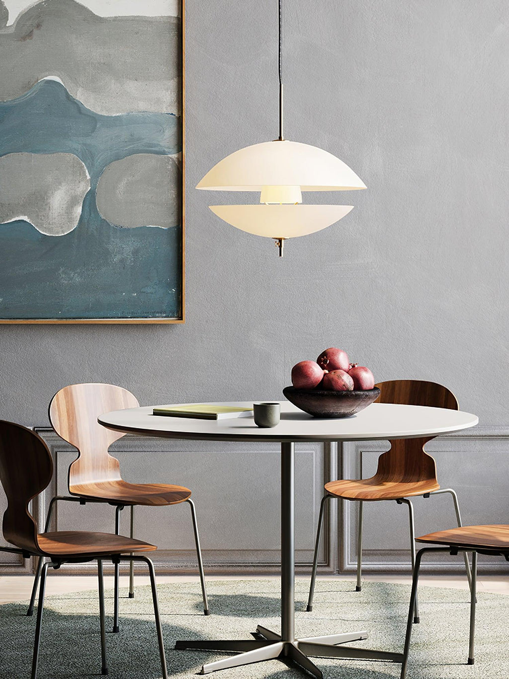 Miller Pendant Light | Opaline Glass & Metal | Gold & White