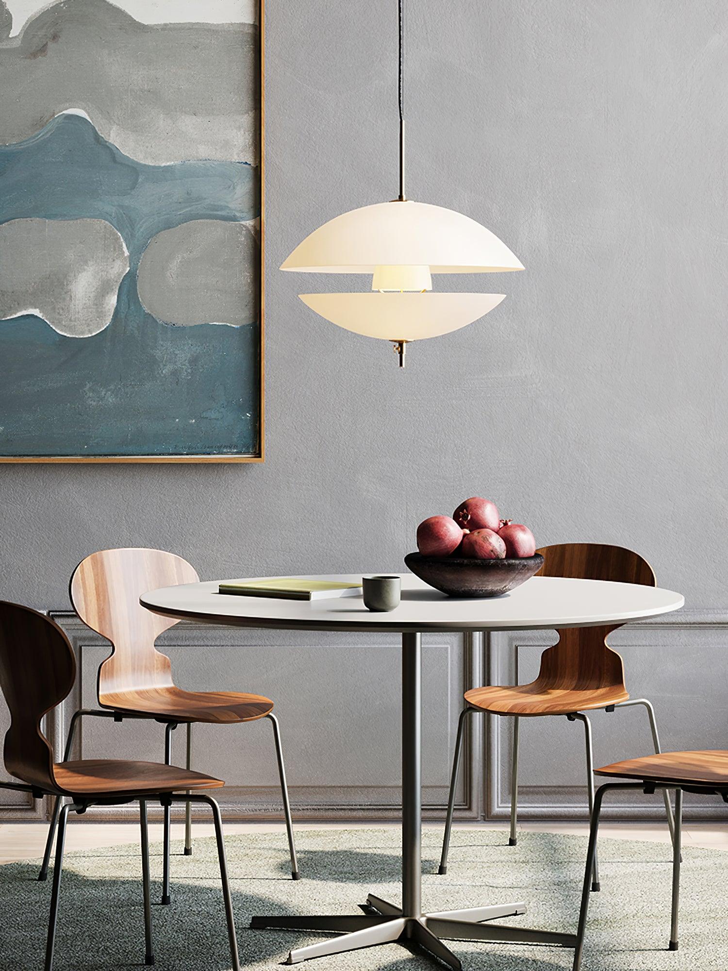 Miller Pendant Light | Opaline Glass & Metal | Gold & White