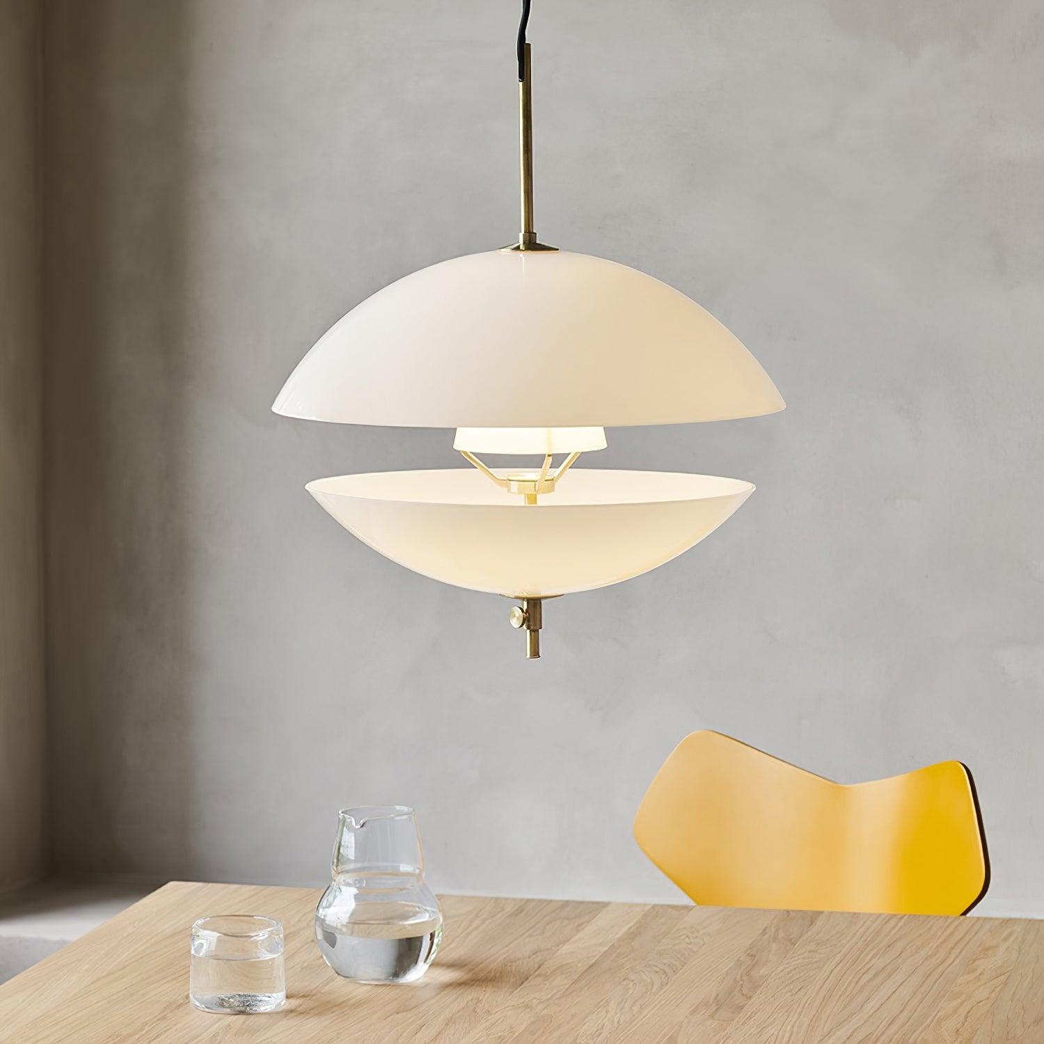 Miller Pendant Light | Opaline Glass & Metal | Gold & White
