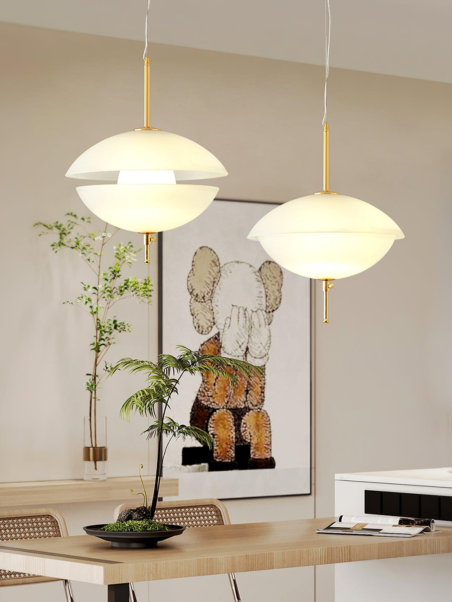 Miller Pendant Light | Opaline Glass & Metal | Gold & White
