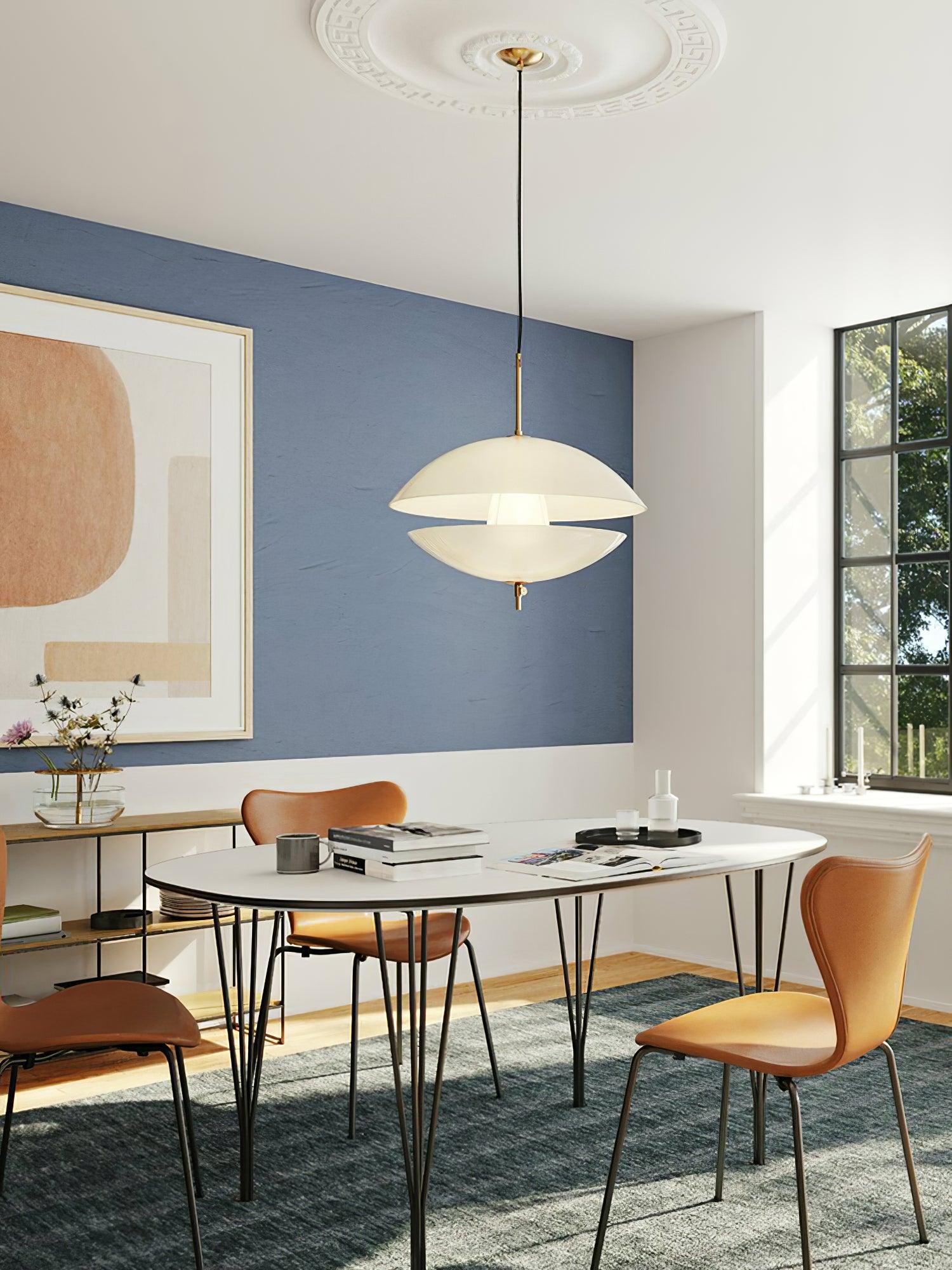 Miller Pendant Light | Opaline Glass & Metal | Gold & White